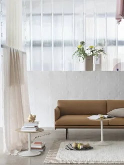 Outline 3 5-sits soffa polished alu Grace leather Camel