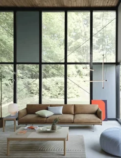 Outline 3 5-sits soffa polished alu Grace leather Camel