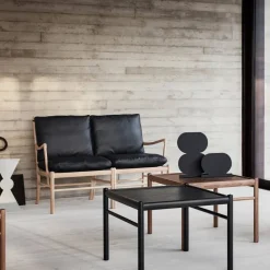 OW149-2 Colonial soffa 2-sits Loke 7150 läder-vitoljad ek