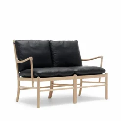 OW149-2 Colonial soffa 2-sits Loke 7150 läder-vitoljad ek
