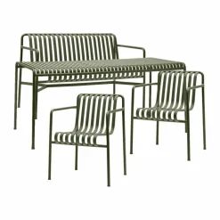 Palissade matgrupp 2 Dining karmstol + bänk 170x90 cm olive