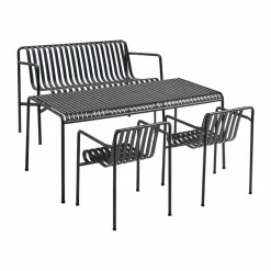 Palissade matgrupp 2 Dining karmstol + bänk 170x90 cm anthracite