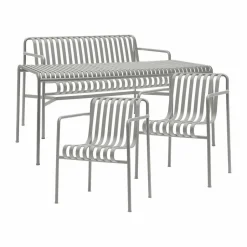 Palissade matgrupp 2 Dining karmstol + bänk 170x90 cm sky grey