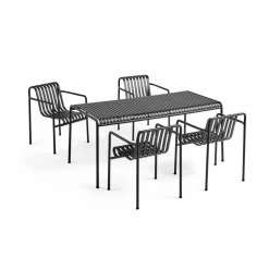 Palissade matgrupp 4 karmstolar 170x90 cm - Anthracite