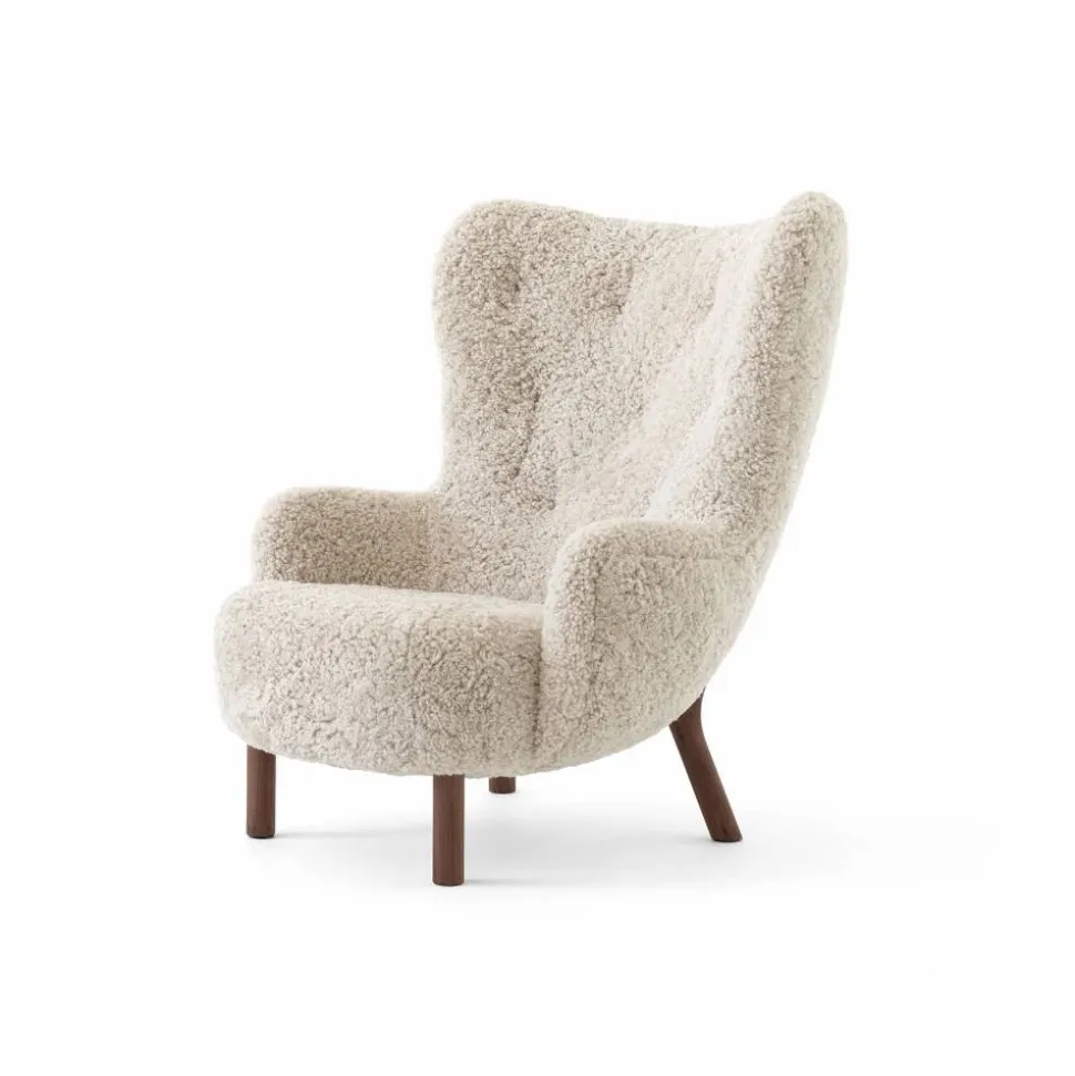 Petra VB3 High fåtölj Oljad valnöt-Sheepskin Moonlight