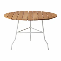 Pia bord Ø110 cm Vitlack stålstativ-oljad ek