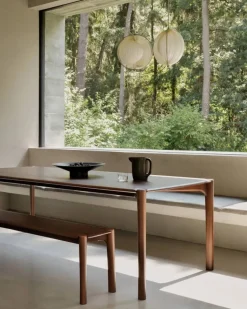 PI bänk 126x35 cm Lackad teak brown