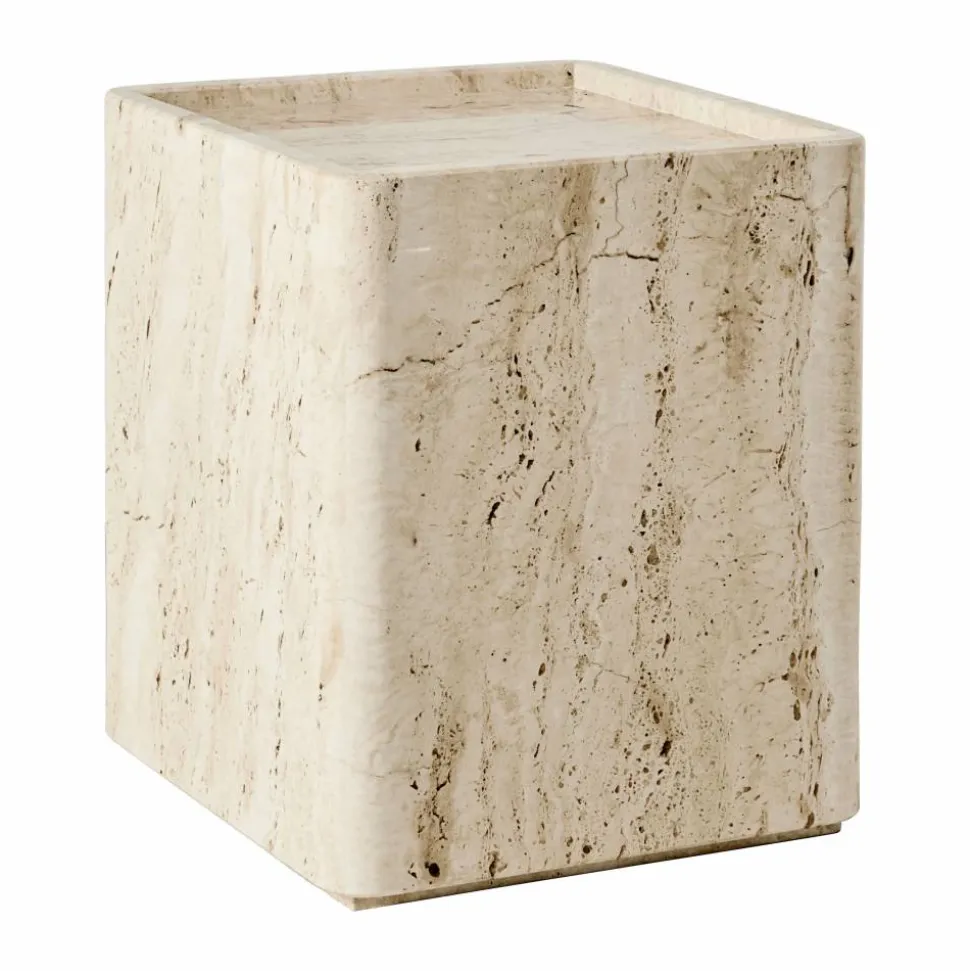Pietra sidobord 33x33x40 cm Neutral white travertine
