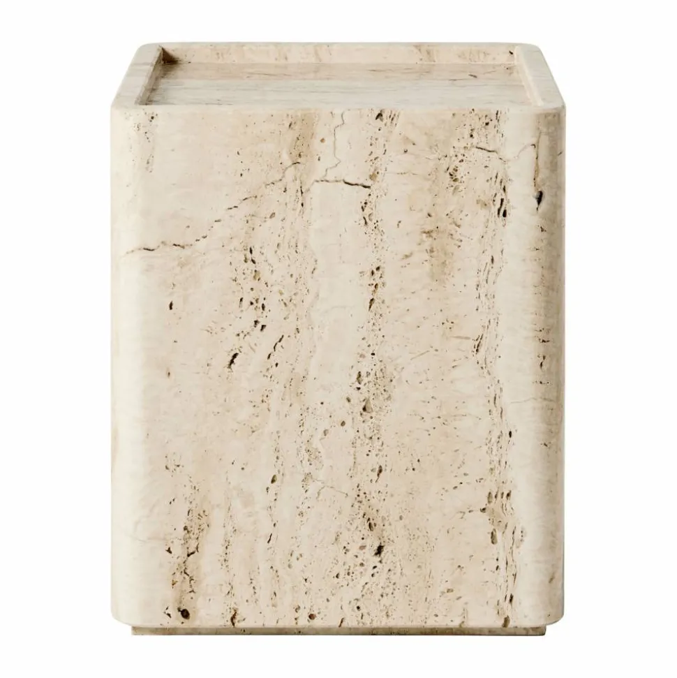 Pietra sidobord 33x33x40 cm Neutral white travertine