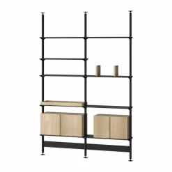 Pira G2 hyllsystem F C A Black/Oak 248-255 cm
