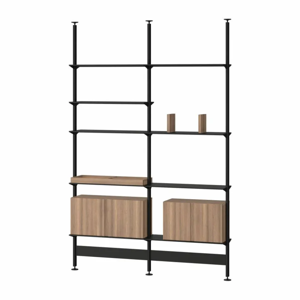 Pira G2 hyllsystem F C A Black/Walnut 240-247 cm