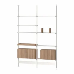 Pira G2 hyllsystem F C A White/Walnut 248-255 cm