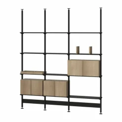 Pira G2 hyllsystem F C B Black/Oak 248-255 cm