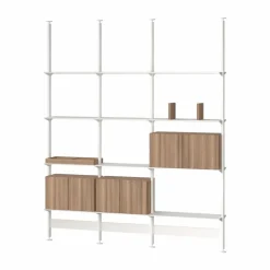 Pira G2 hyllsystem F C B White/Walnut 256-264 cm