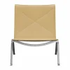 PK22 fåtölj Aura beige läder-rostfritt stål
