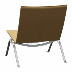 PK22 fåtölj Aura beige läder-rostfritt stål
