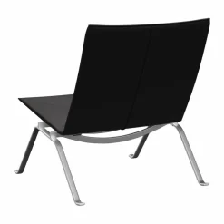 PK22 fåtölj Aura black brown läder-rostfritt stål