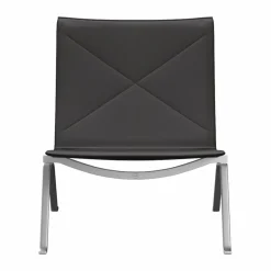 PK22 fåtölj Aura black brown läder-rostfritt stål