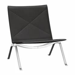 PK22 fåtölj Aura black brown läder-rostfritt stål