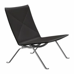 PK22 fåtölj Aura black brown läder-rostfritt stål