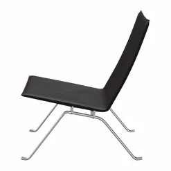PK22 fåtölj Aura black brown läder-rostfritt stål