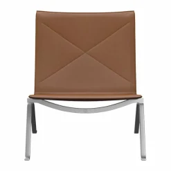 PK22 fåtölj Aura walnut läder-rostfritt stål