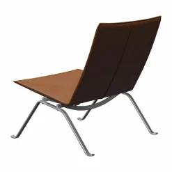 PK22 fåtölj Aura walnut läder-rostfritt stål