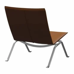 PK22 fåtölj Aura walnut läder-rostfritt stål