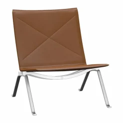 PK22 fåtölj Aura walnut läder-rostfritt stål