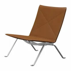 PK22 fåtölj Aura walnut läder-rostfritt stål
