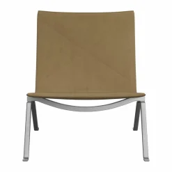 PK22 fåtölj Haze beige läder-rostfritt stål