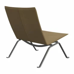 PK22 fåtölj Haze beige läder-rostfritt stål