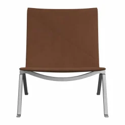PK22 fåtölj Haze walnut läder-rostfritt stål