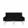 PK31 2-sits soffa Leather aura black-chrome
