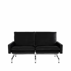 PK31 2-sits soffa Leather aura black-chrome