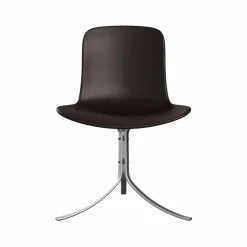 PK9 stol Leather grace dark brown-steel