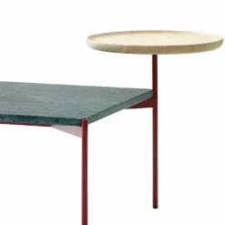 Plateau med bricka soffbord marmor brun-svart stativ-bricka i ask-90x90