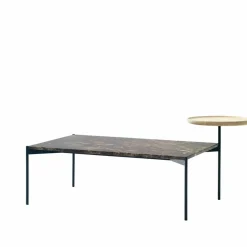 Plateau med bricka soffbord marmor brun-svart stativ-bricka i ask-60x100