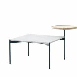 Plateau med bricka soffbord marmor vit-svart underrede-bricka i ask-60x60