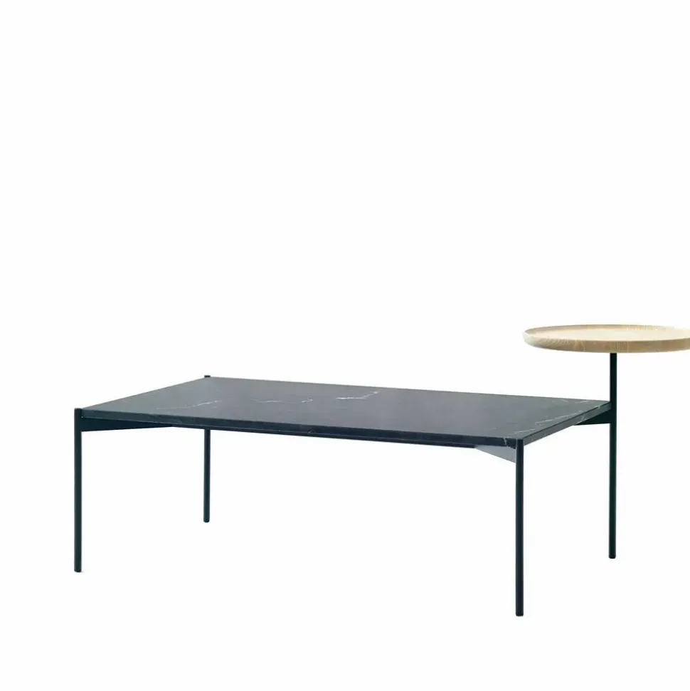 Plateau med bricka soffbord marmor svart-svart stativ-bricka i ask-60x100
