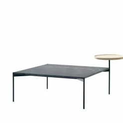 Plateau med bricka soffbord marmor svart-svart stativ-bricka i ask-90x90