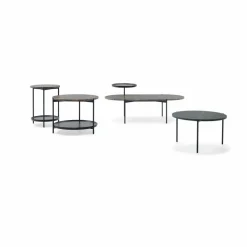 Plateau soffbord Ø60 cm Marmor brun-svarta ben-H45