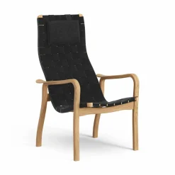 Primo fåtölj hög med nackkudde oljad ek Svart