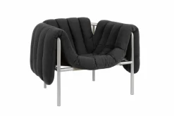 Puffy loungefåtölj Anthracite-rostfritt stål