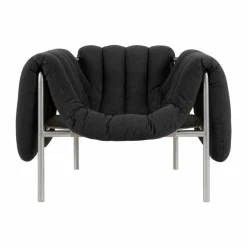 Puffy loungefåtölj Anthracite-rostfritt stål