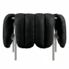 Puffy loungefåtölj Black leather-rostfritt stål
