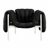 Puffy loungefåtölj Black leather-cream