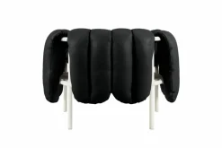 Puffy loungefåtölj Black leather-cream