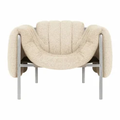 Puffy loungefåtölj Eggshell-rostfritt stål
