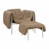 Puffy loungefåtölj + ottoman Sawdust-rostfritt stål